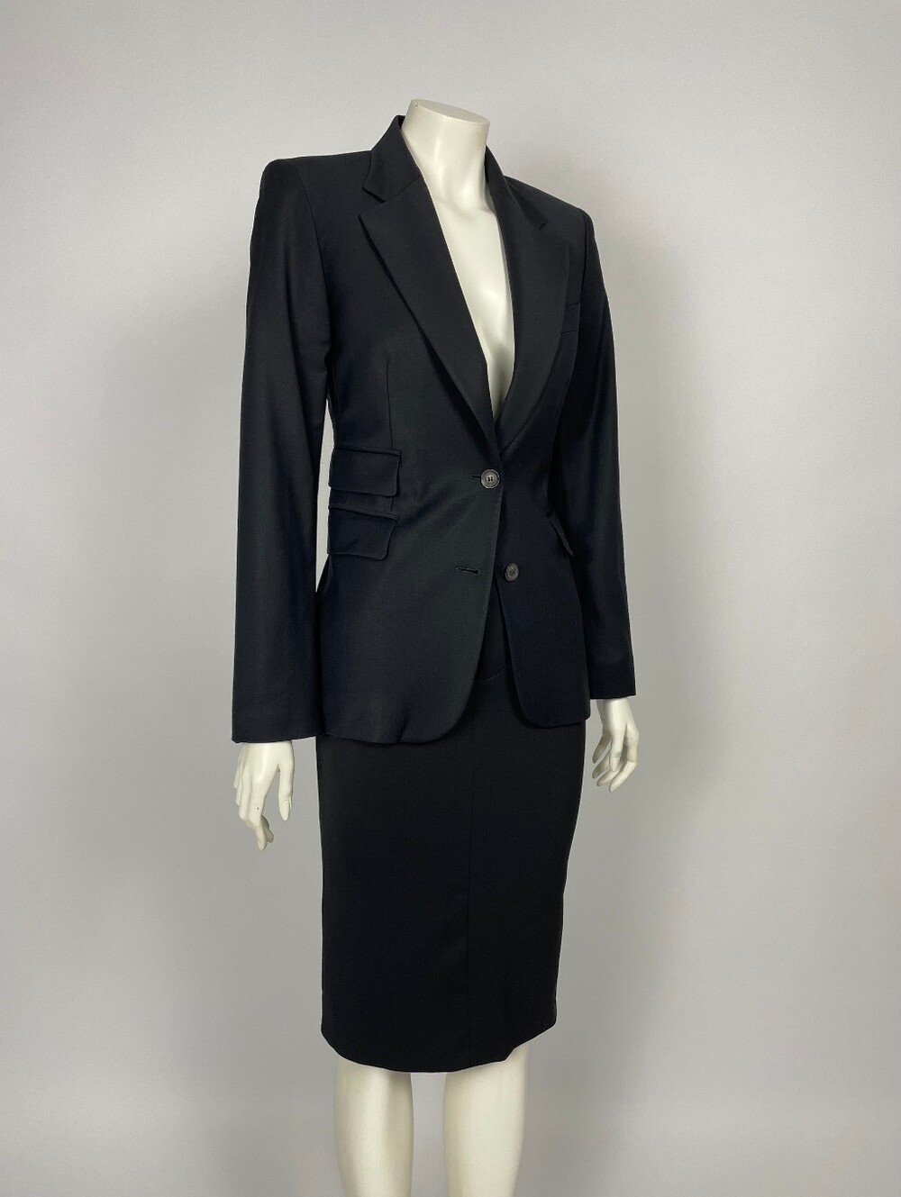 Gucci Tom Ford Black Suit Jacket Skirt Small IT size 38 F/W 2000
